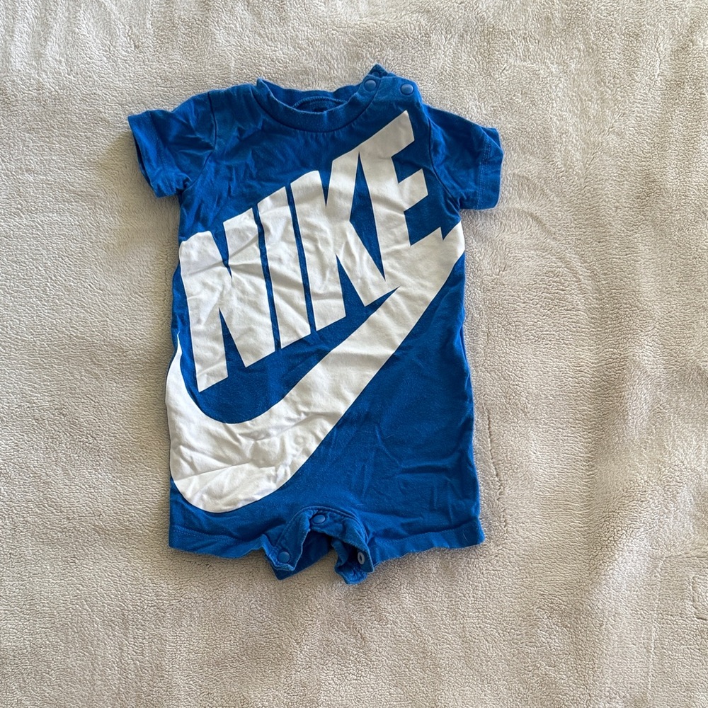 Nike Infant Blue Romper with White Logo